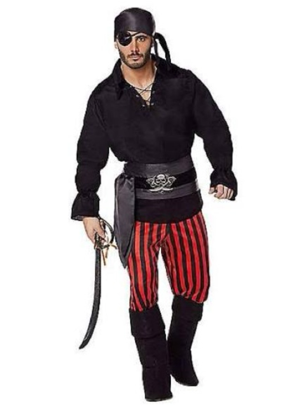 Spirit Black and Red Striped Pirate Costume for Men